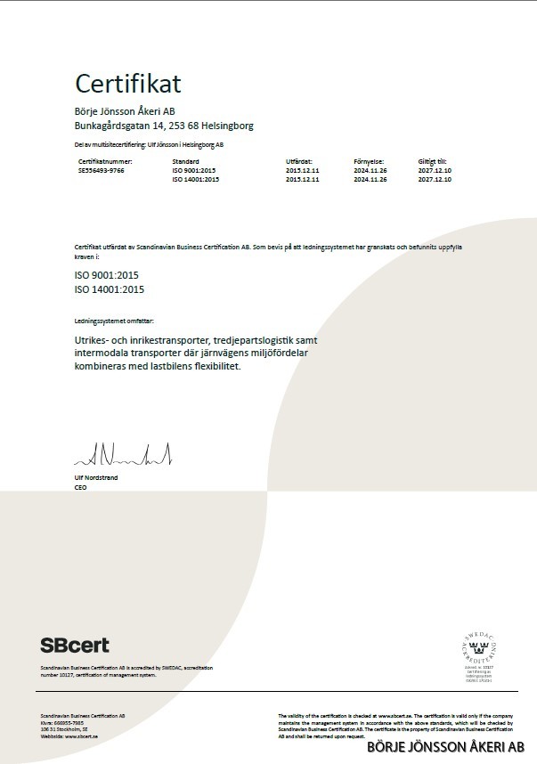 Certifikat ISO14001